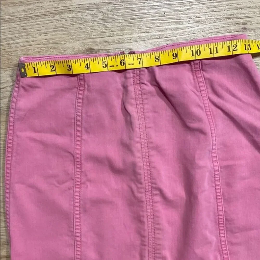 Free People Pink Seamed Mini Skirt‎ Size 4 Cotton Blend Bodycon - Picture 8 of 10